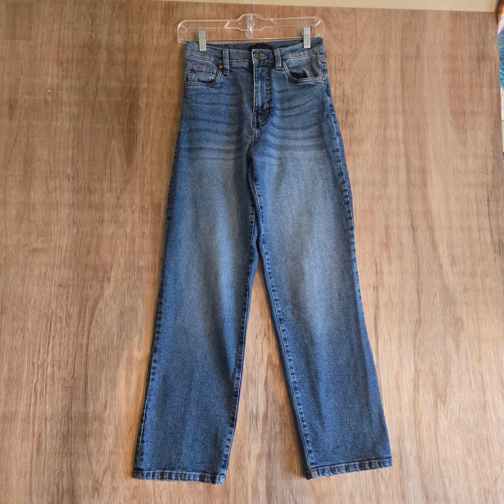 Kendall + Kylie High Rise Skater Jeans Medium Wash Wide Leg Denim Size 3/26